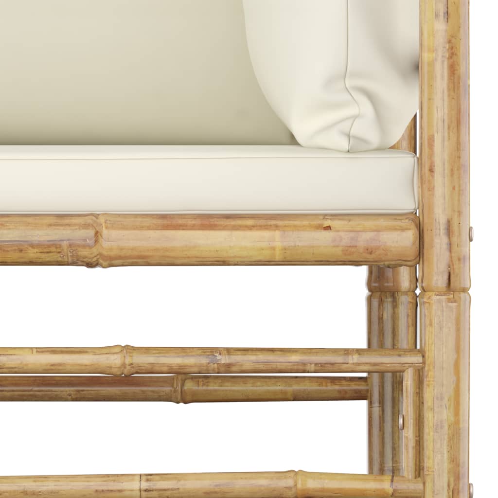 Set mobilier de grădină cu perne alb crem, 6 piese, bambus GartenMobel Dekor