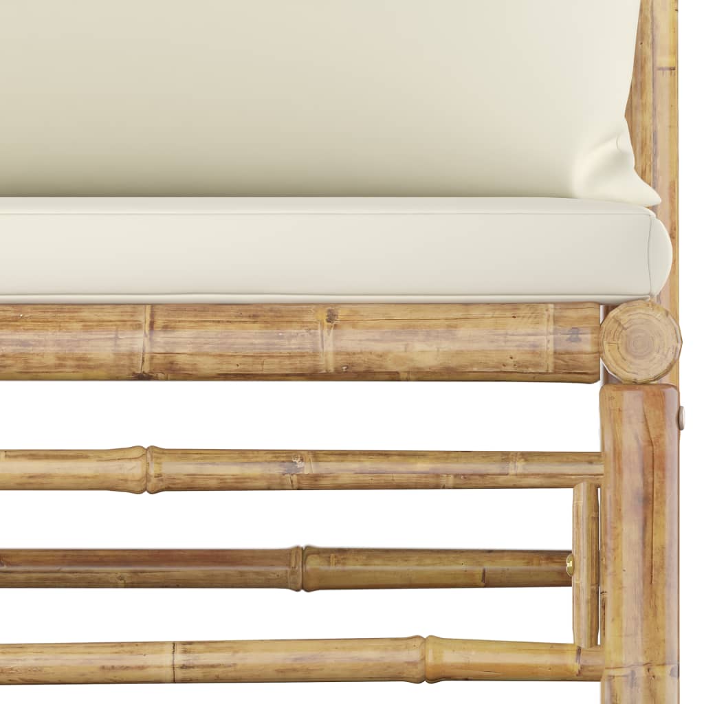 Set mobilier de grădină cu perne alb crem, 6 piese, bambus GartenMobel Dekor