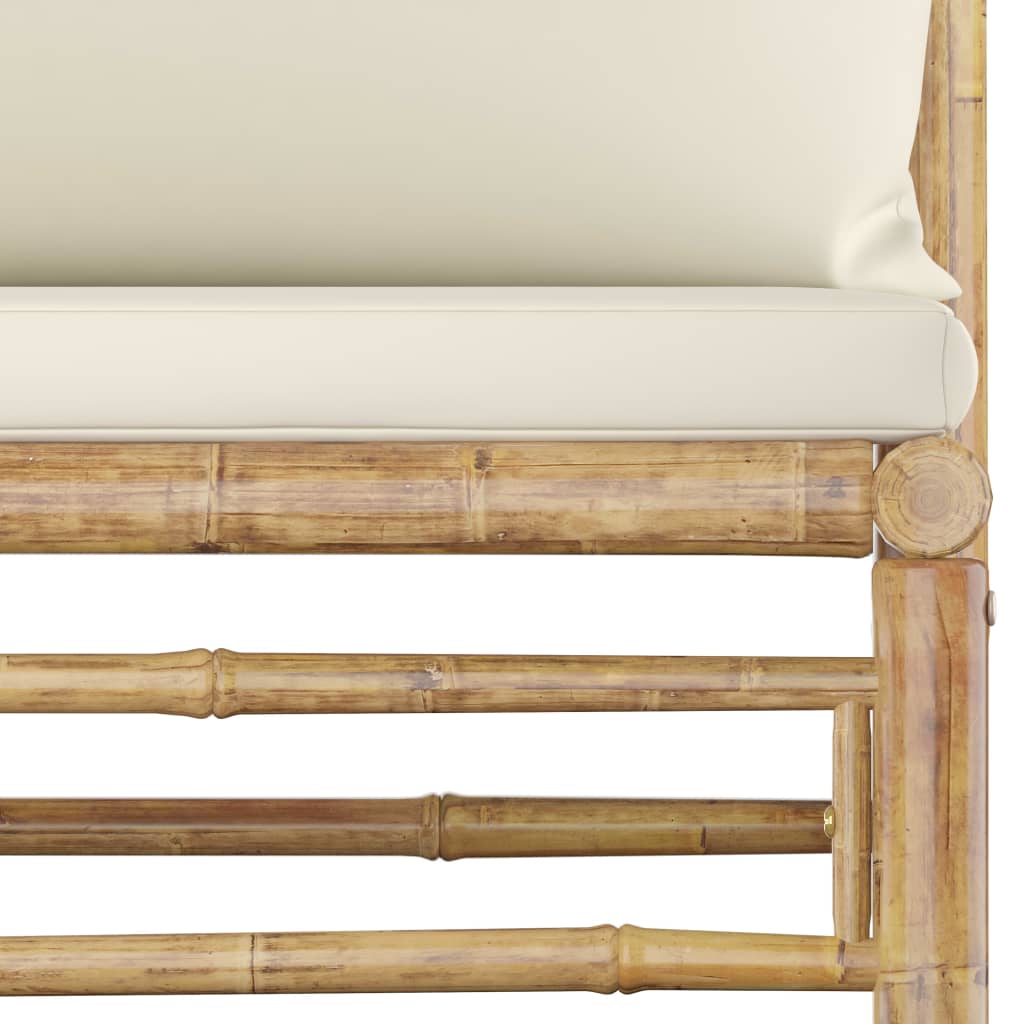 Set mobilier de grădină cu perne alb crem, 6 piese, bambus GartenMobel Dekor