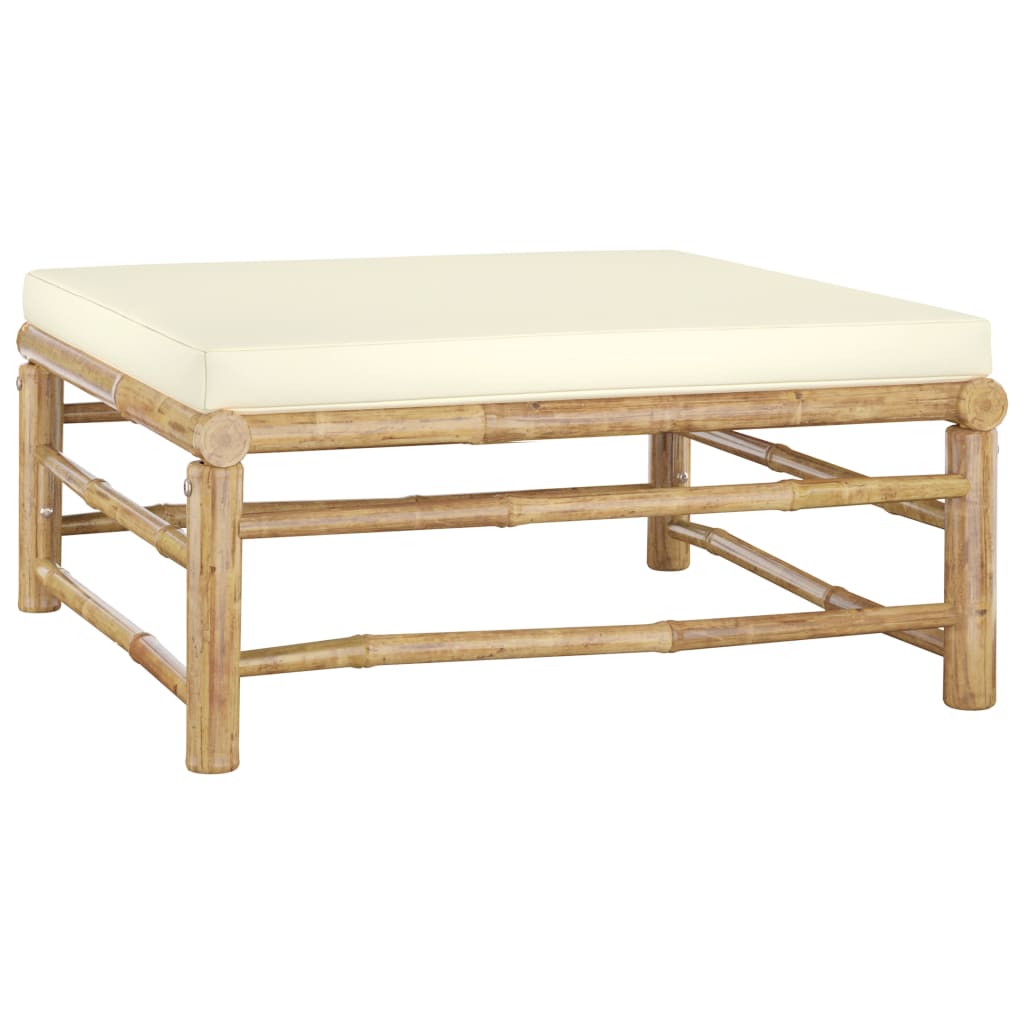 Set mobilier de grădină cu perne alb crem, 6 piese, bambus GartenMobel Dekor