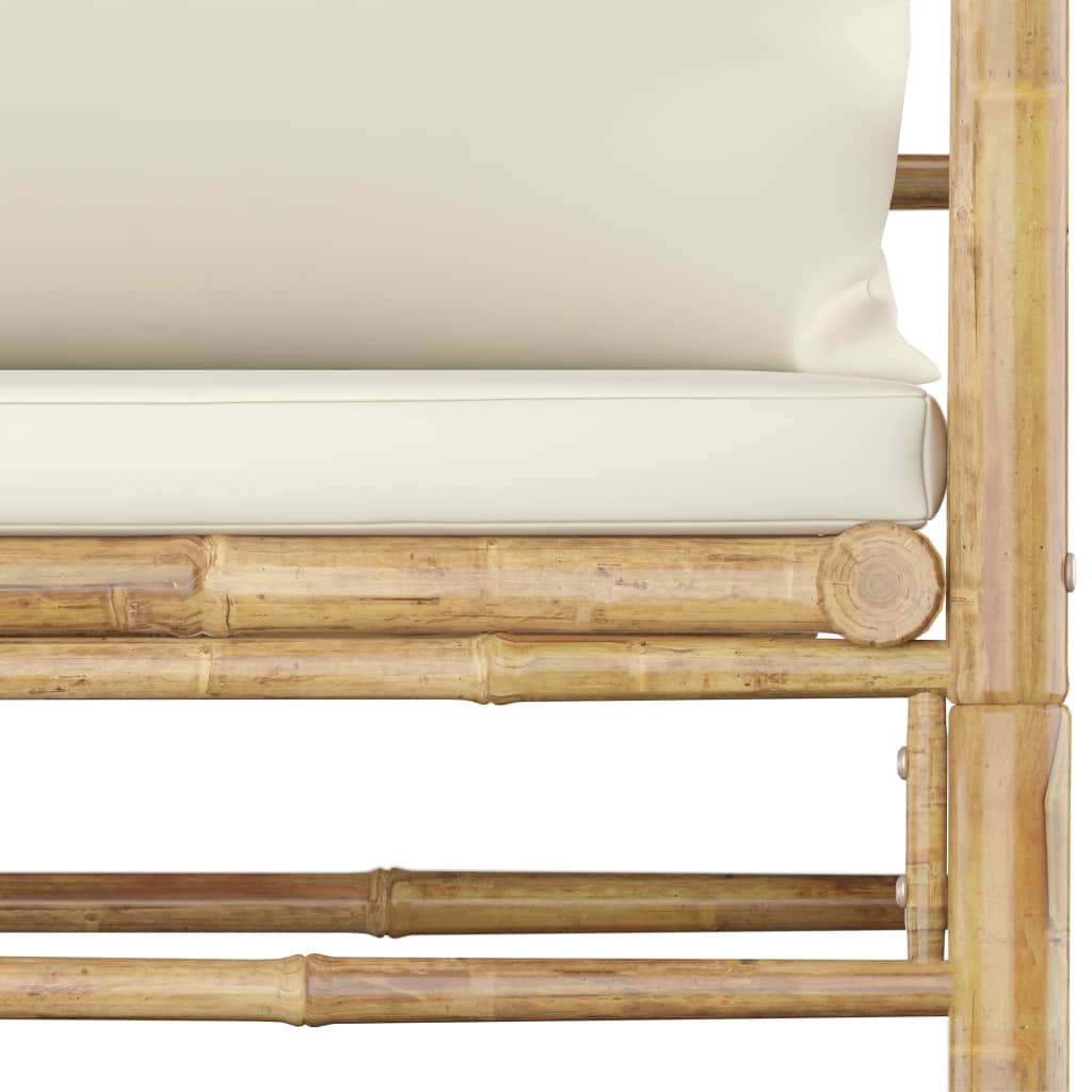 Set mobilier de grădină cu perne alb crem, 7 piese, bambus GartenMobel Dekor