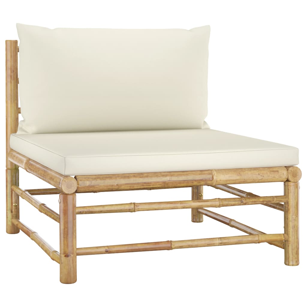 Set mobilier de grădină cu perne alb crem, 7 piese, bambus GartenMobel Dekor