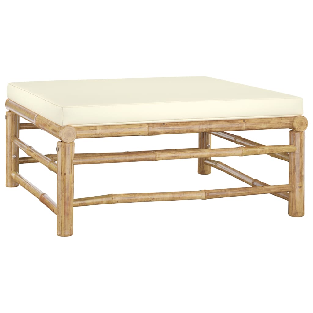 Set mobilier de grădină cu perne alb crem, 7 piese, bambus GartenMobel Dekor