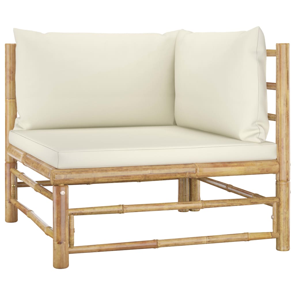 Set mobilier de grădină cu perne alb crem, 7 piese, bambus GartenMobel Dekor