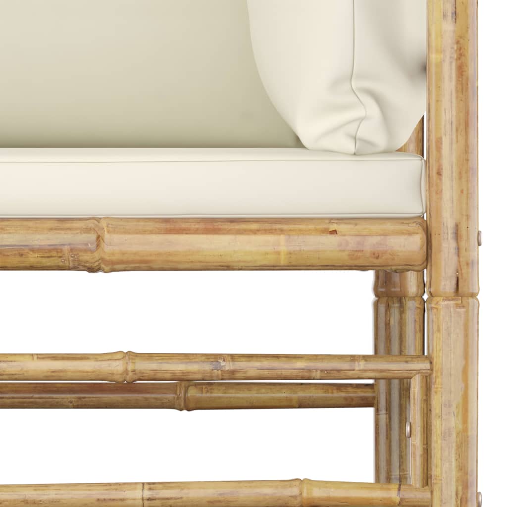 Set mobilier de grădină cu perne alb crem, 7 piese, bambus GartenMobel Dekor