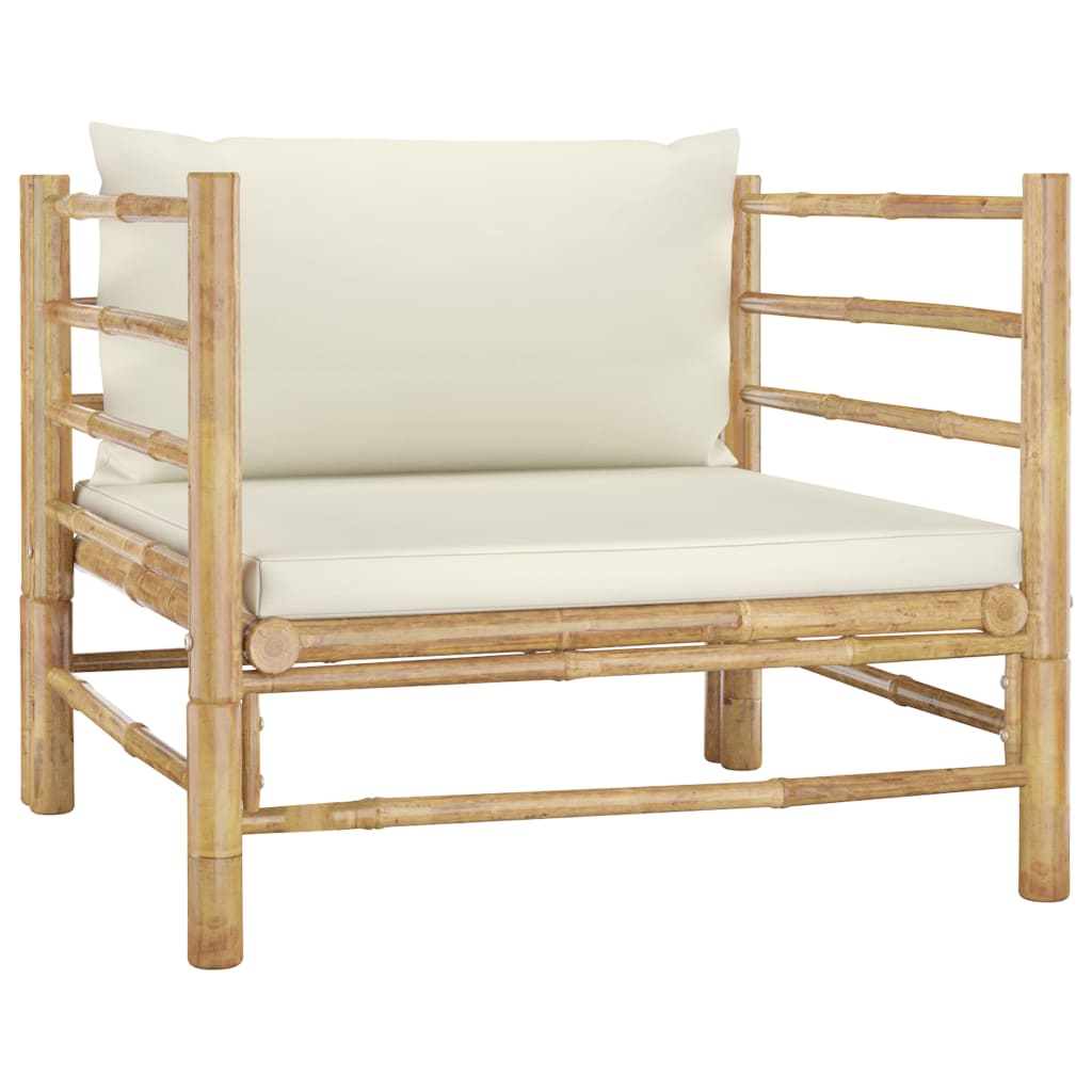 Set mobilier de grădină cu perne alb crem, 7 piese, bambus GartenMobel Dekor