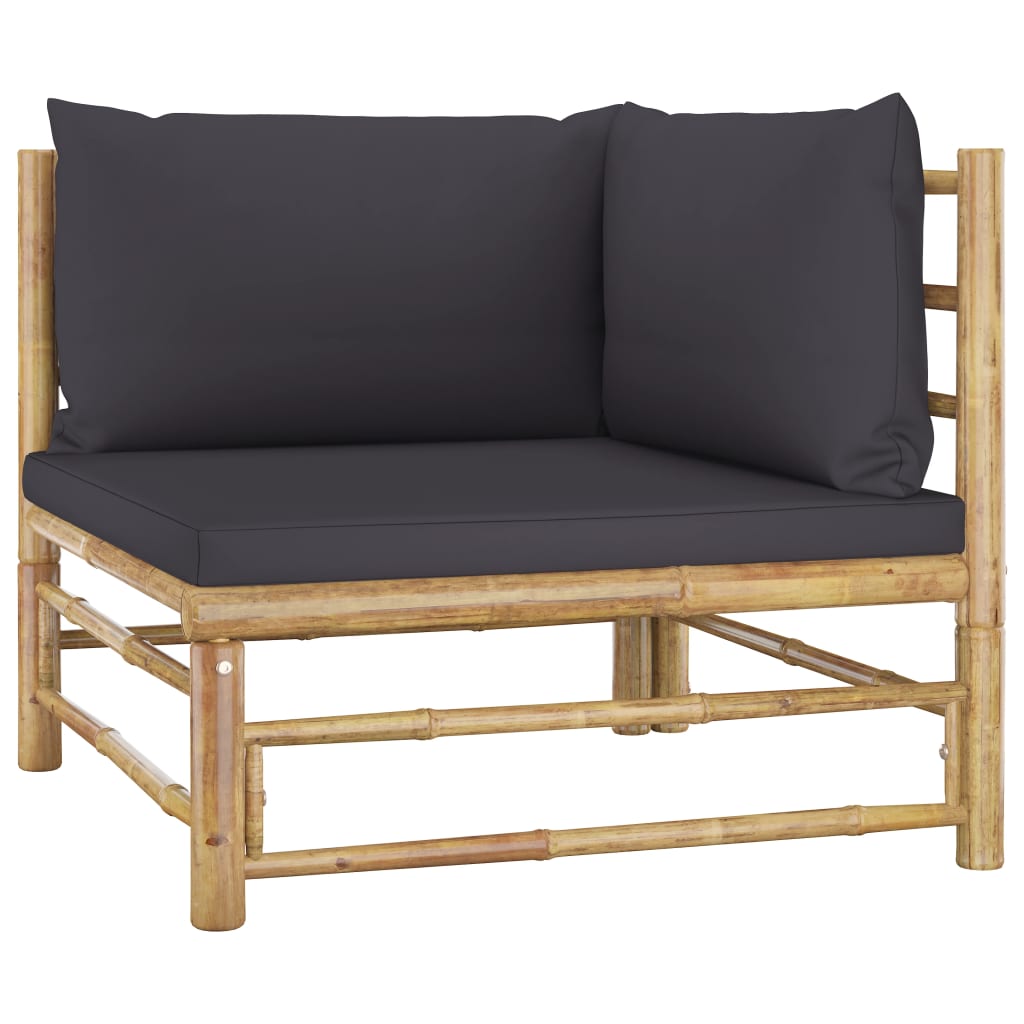 Set mobilier de grădină cu perne gri închis, 2 piese, bambus GartenMobel Dekor