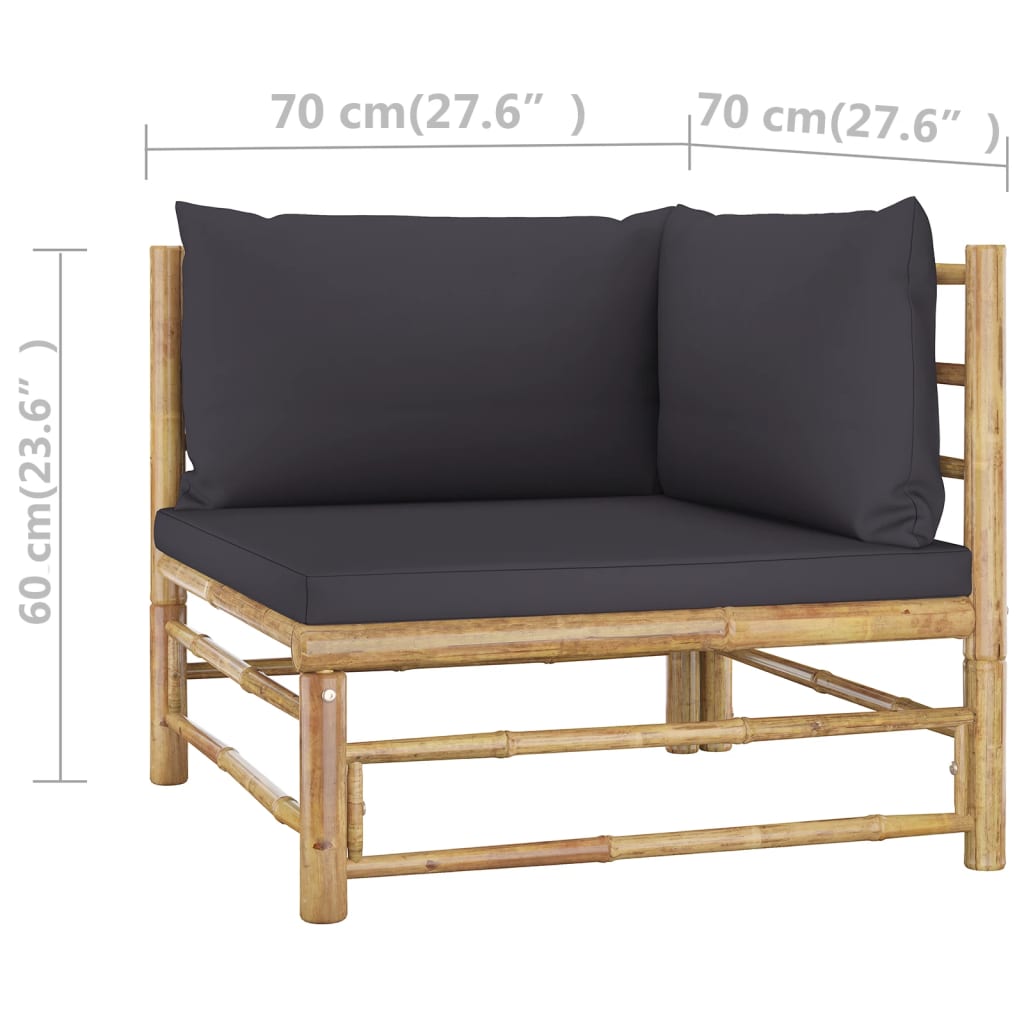 Set mobilier de grădină cu perne gri închis, 2 piese, bambus GartenMobel Dekor
