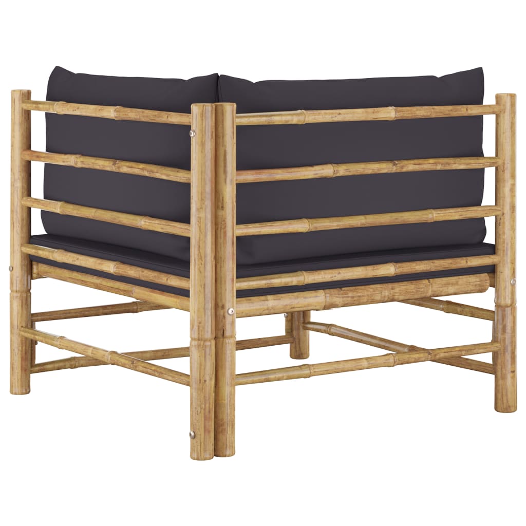 Set mobilier de grădină cu perne gri închis, 2 piese, bambus GartenMobel Dekor