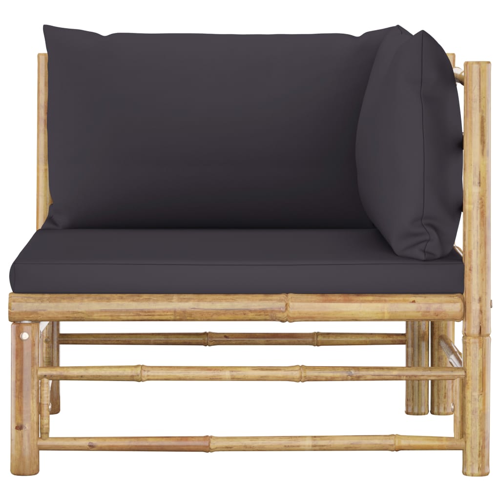 Set mobilier de grădină cu perne gri închis, 2 piese, bambus GartenMobel Dekor
