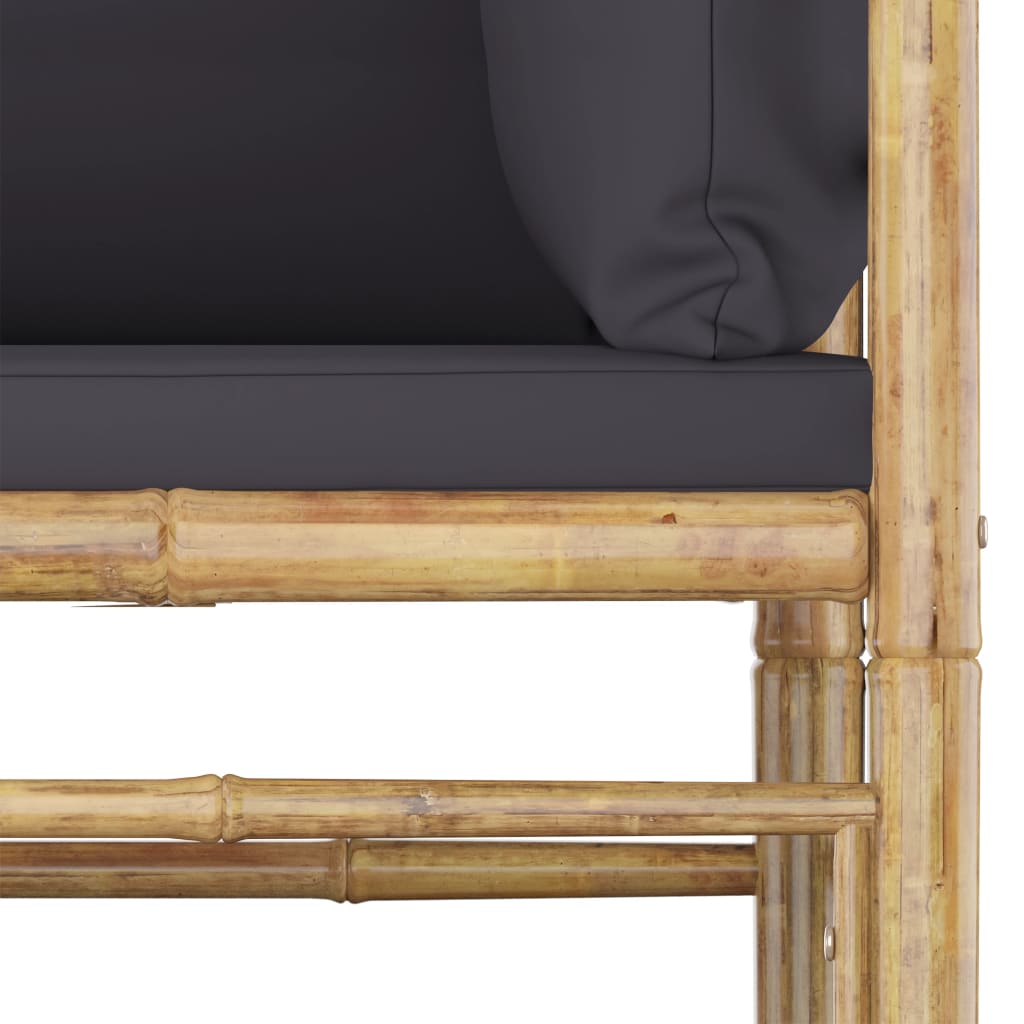 Set mobilier de grădină cu perne gri închis, 2 piese, bambus GartenMobel Dekor