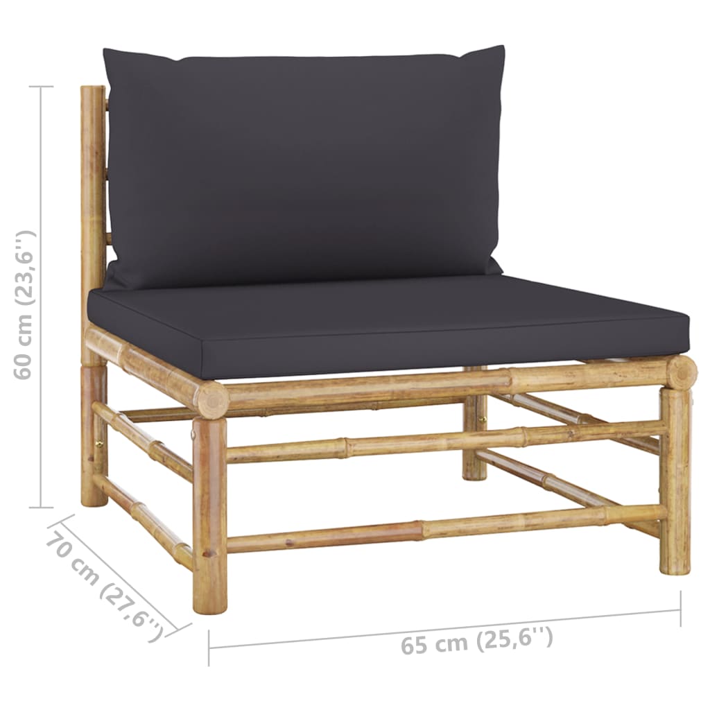 Set mobilier de grădină cu perne gri închis, 6 piese, bambus GartenMobel Dekor