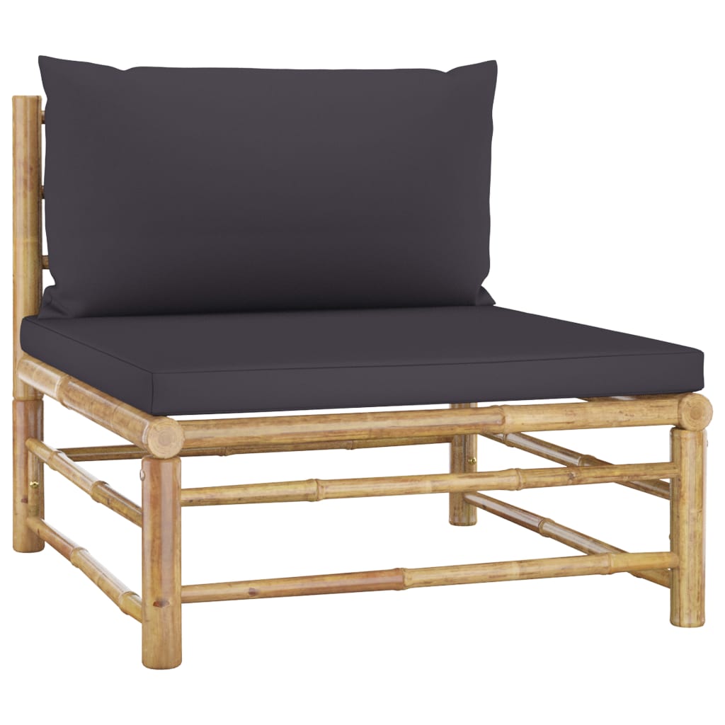 Set mobilier de grădină cu perne gri închis, 6 piese, bambus GartenMobel Dekor