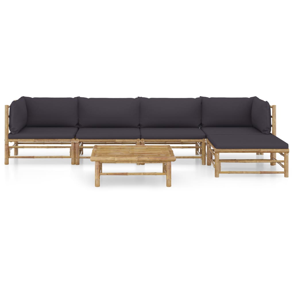 Set mobilier de grădină cu perne gri închis, 6 piese, bambus GartenMobel Dekor