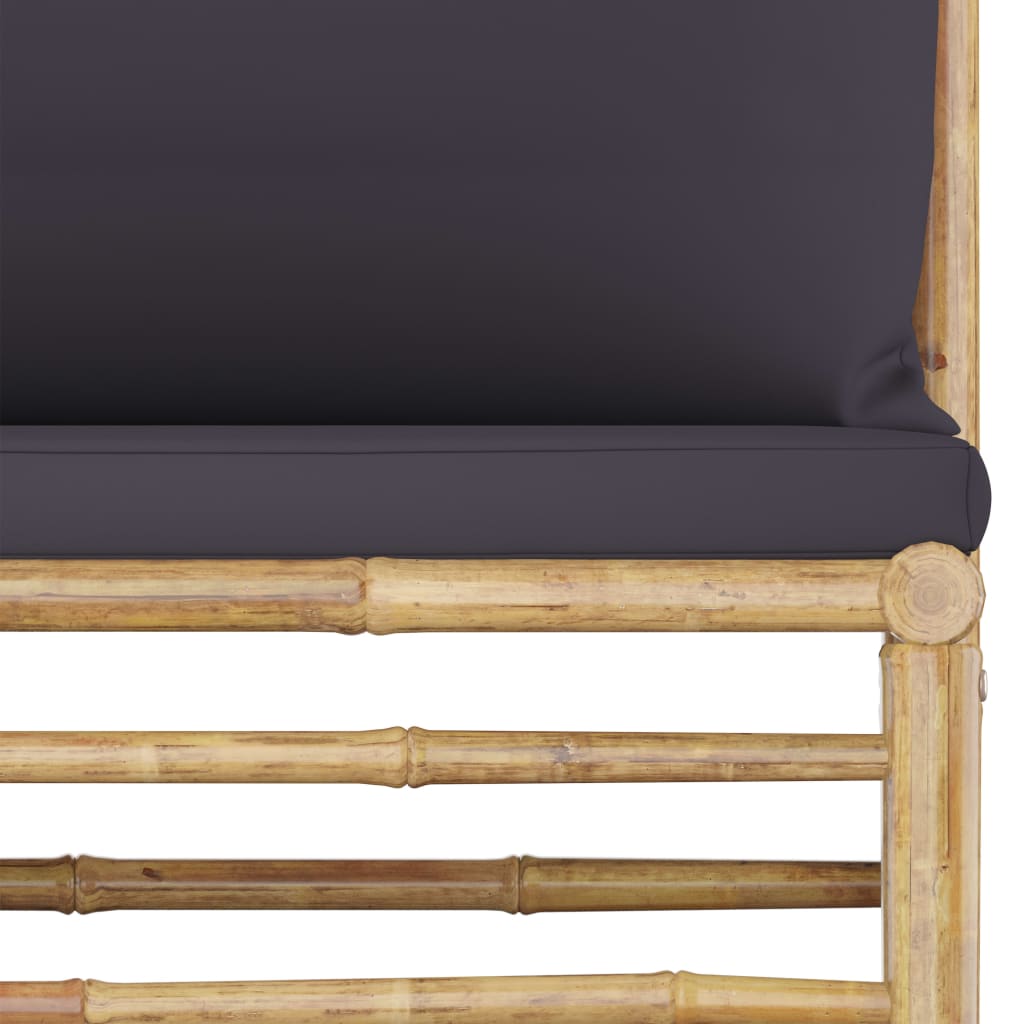 Set mobilier de grădină cu perne gri închis, 6 piese, bambus GartenMobel Dekor