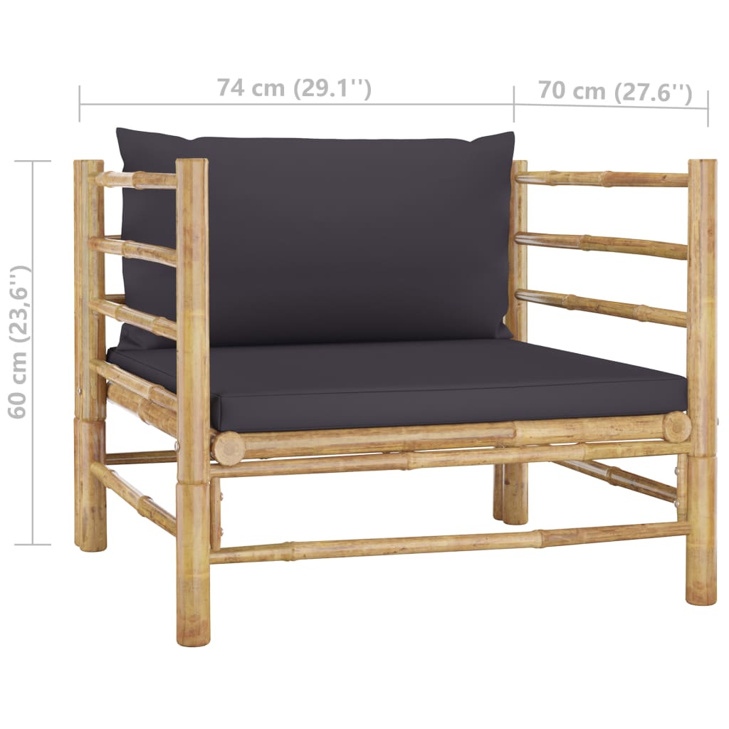 Set mobilier de grădină cu perne gri închis, 7 piese, bambus GartenMobel Dekor