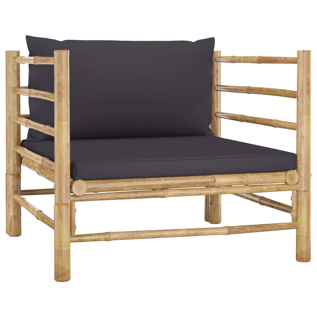 Set mobilier de grădină cu perne gri închis, 7 piese, bambus GartenMobel Dekor