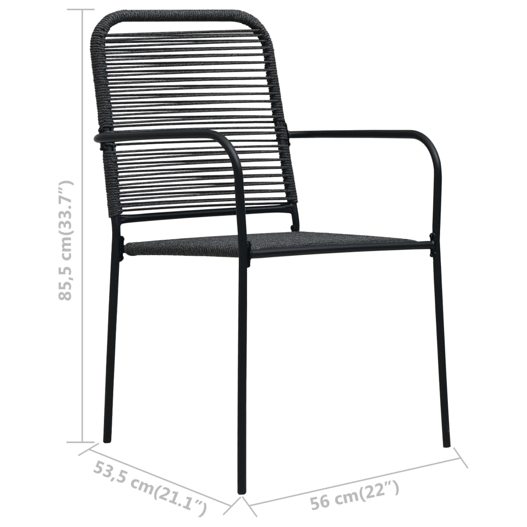 Set mobilier de grădină, 5 piese, negru, frânghie bumbac & oțel GartenMobel Dekor