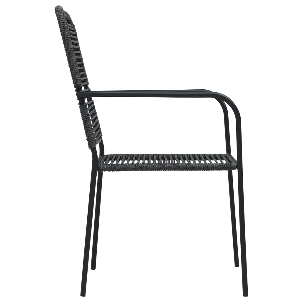 Set mobilier de grădină, 5 piese, negru, frânghie bumbac & oțel GartenMobel Dekor