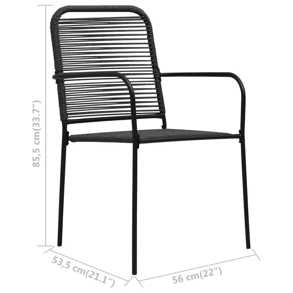 Set mobilier de grădină, 7 piese, negru, frânghie bumbac & oțel GartenMobel Dekor