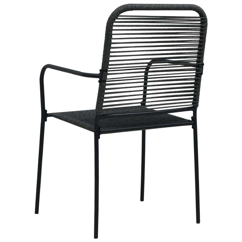 Set mobilier de grădină, 7 piese, negru, frânghie bumbac & oțel GartenMobel Dekor
