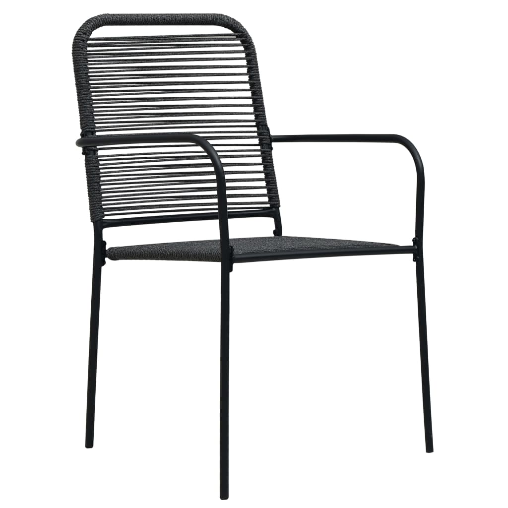 Set mobilier de grădină, 7 piese, negru, frânghie bumbac & oțel GartenMobel Dekor