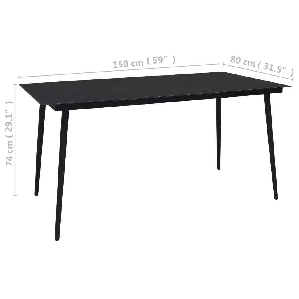 Set mobilier de grădină, 7 piese, negru, frânghie bumbac & oțel GartenMobel Dekor