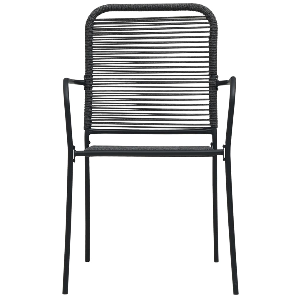 Set mobilier de grădină, 7 piese, negru, frânghie bumbac & oțel GartenMobel Dekor