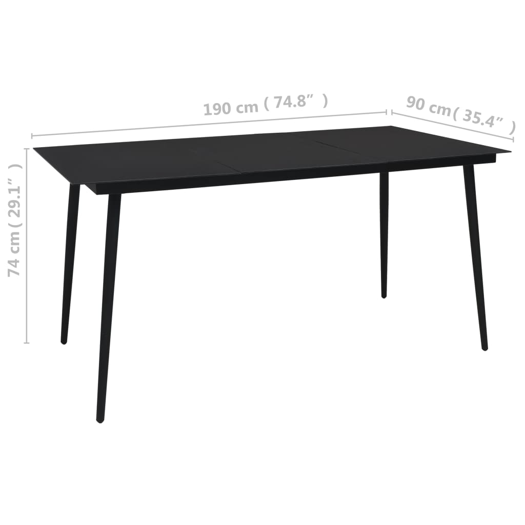 Set mobilier de grădină, 9 piese, negru, sfoară bumbac și oțel GartenMobel Dekor