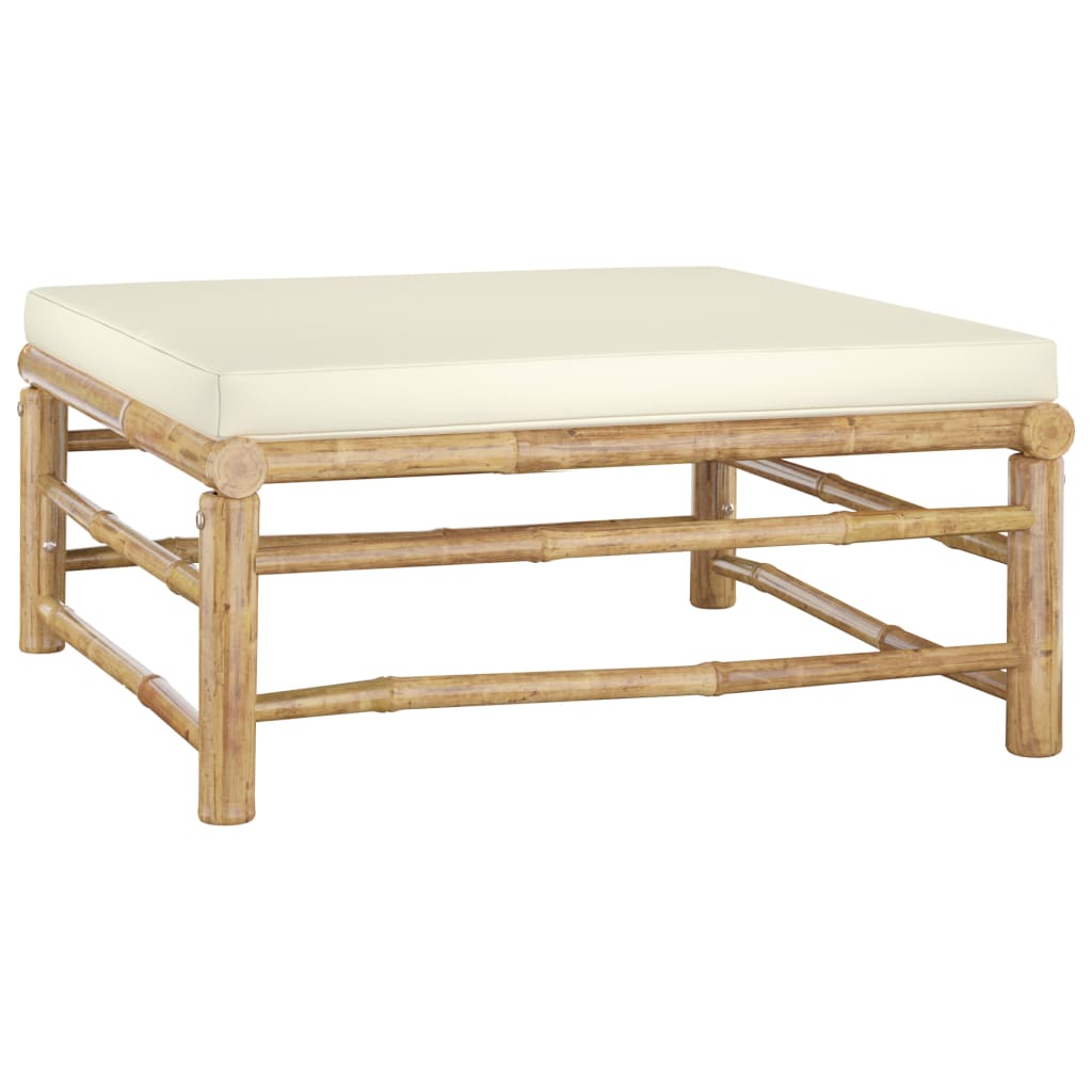 Set mobilier de grădină, cu perne alb crem, 8 piese, bambus GartenMobel Dekor