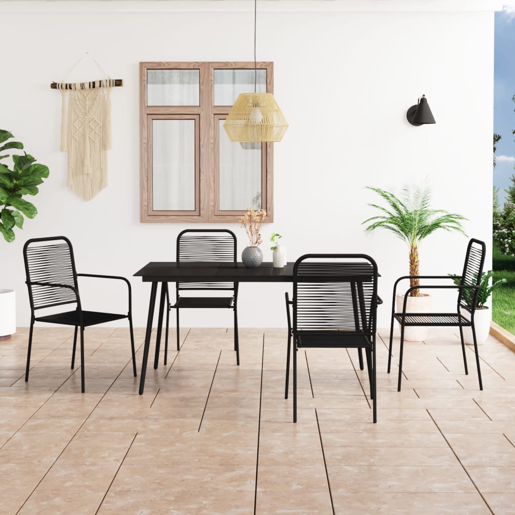 Set mobilier de grădină 5 piese negru sfoară de bumbac și oțel GartenMobel Dekor