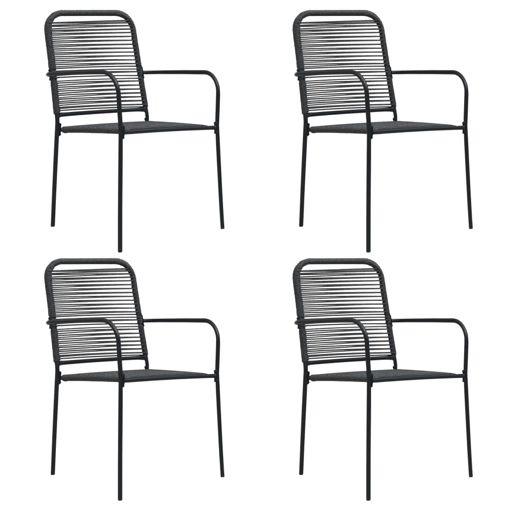 Set mobilier de grădină 5 piese negru sfoară de bumbac și oțel GartenMobel Dekor
