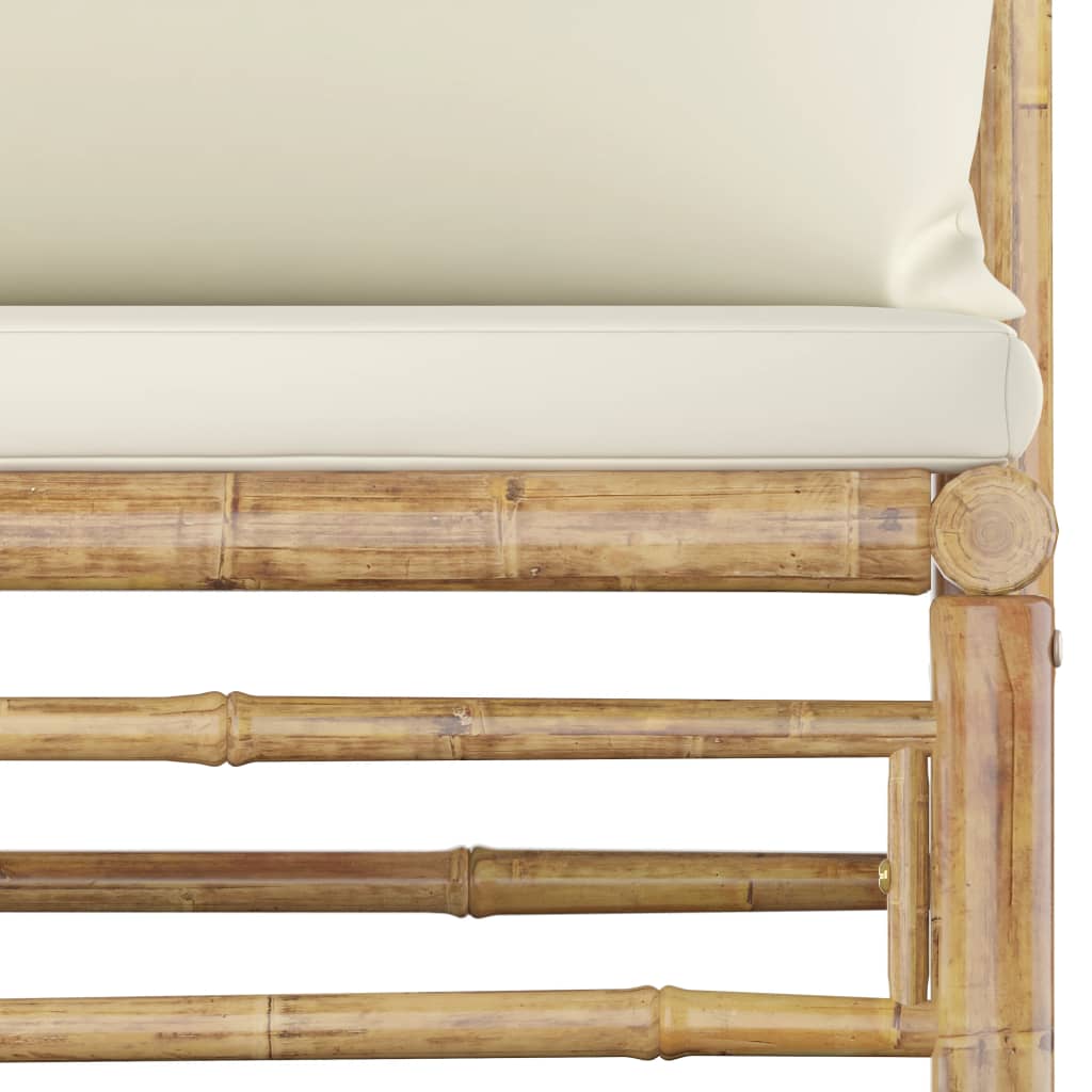 Set mobilier de grădină cu perne alb crem, 2 piese, bambus GartenMobel Dekor