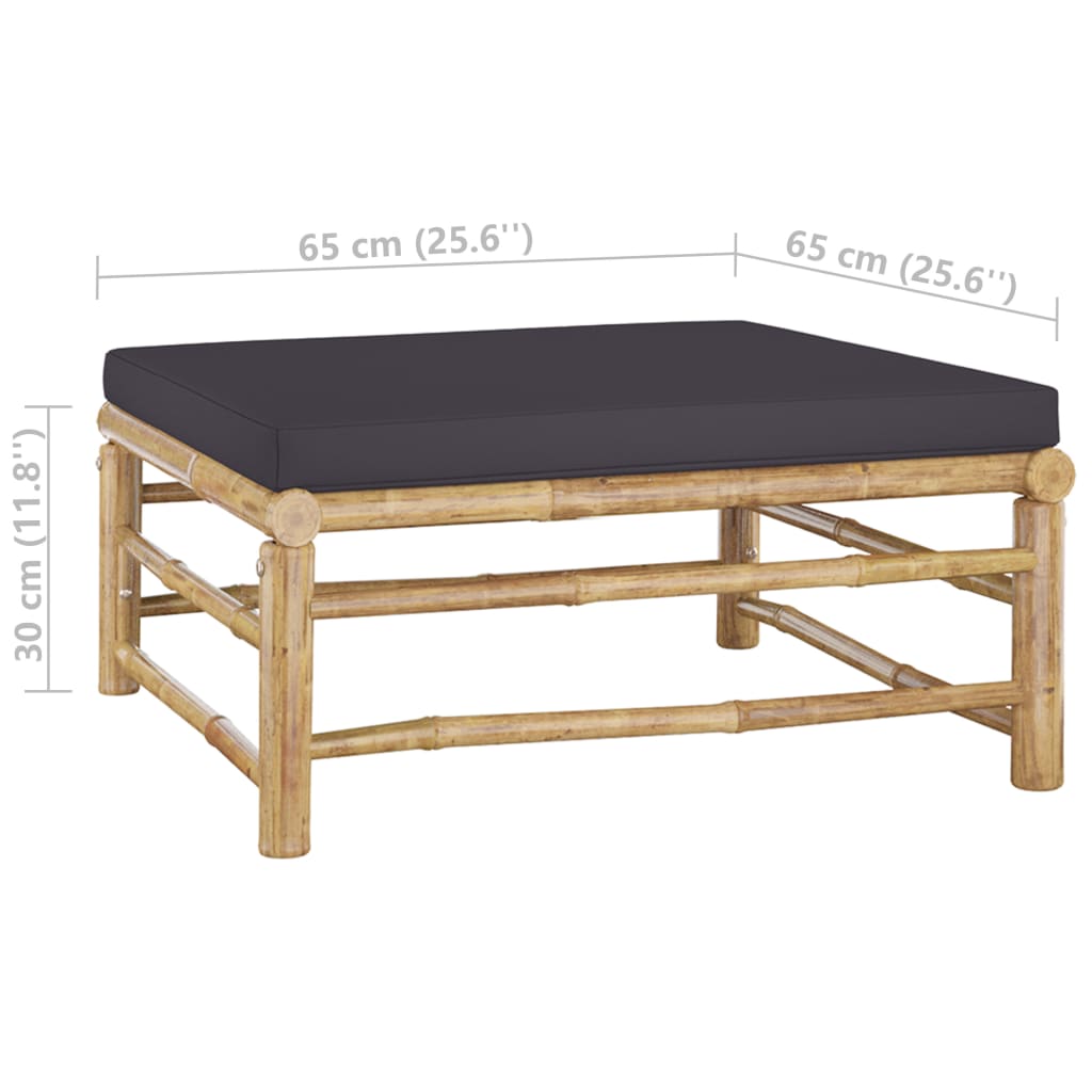 Set mobilier de grădină cu perne gri închis, 4 piese, bambus GartenMobel Dekor