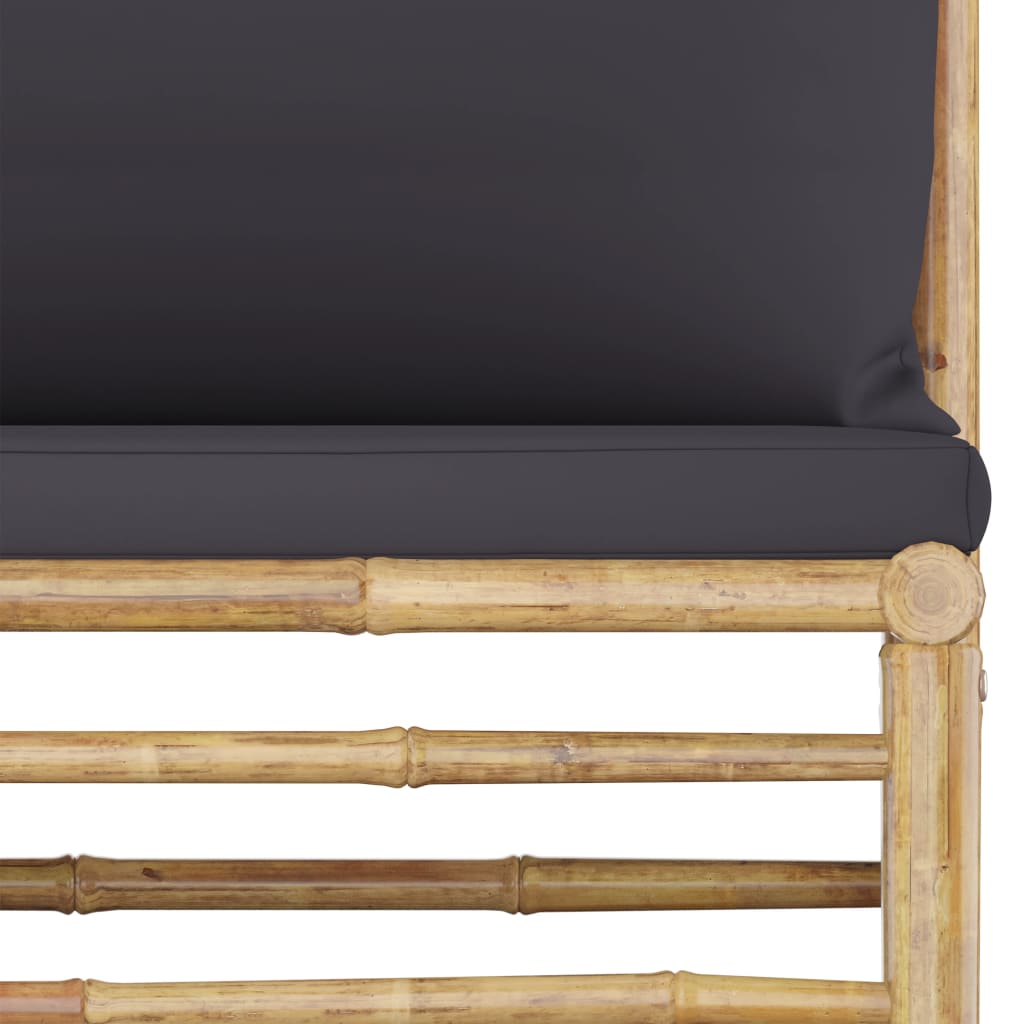 Set mobilier de grădină cu perne gri închis, 6 piese, bambus GartenMobel Dekor