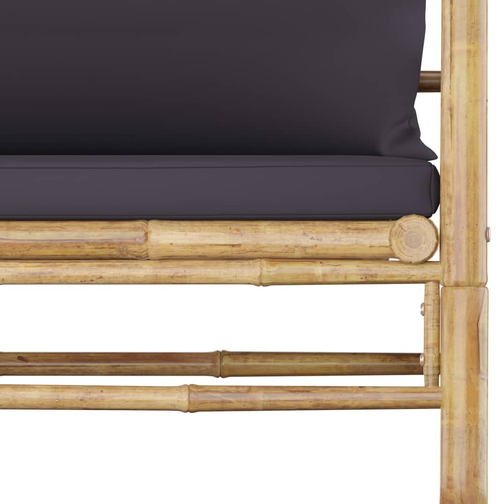Set mobilier de grădină cu perne gri închis, 7 piese, bambus GartenMobel Dekor