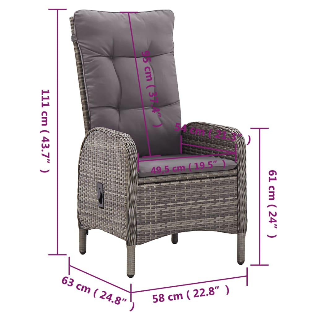 Set bistro de grădină, 5 piese, gri, poliratan GartenMobel Dekor