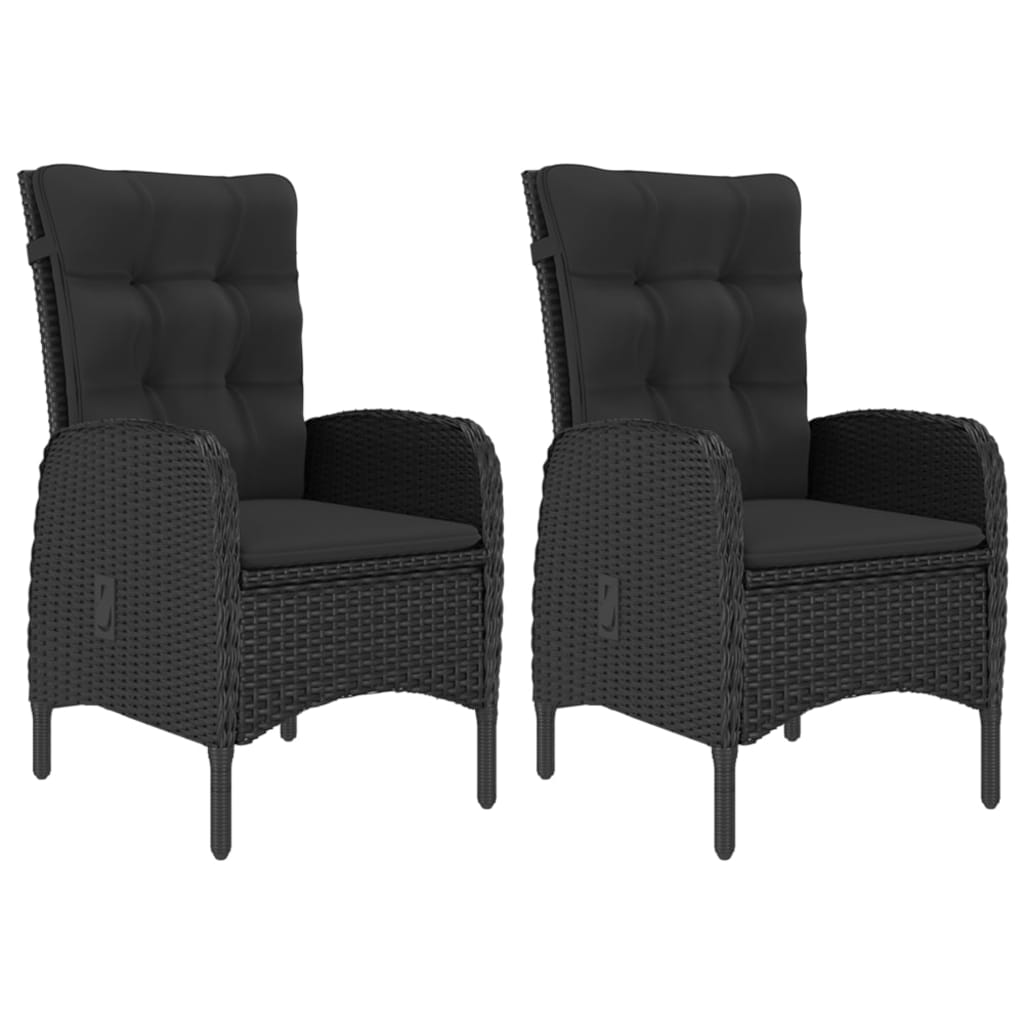 Set mobilier bistro grădină, 3 piese, negru, poliratan/sticlă GartenMobel Dekor