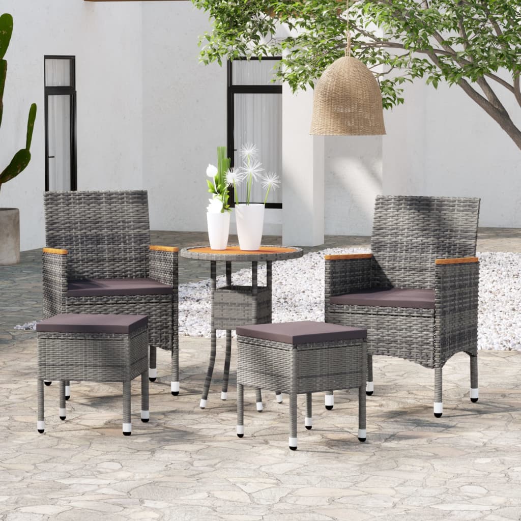 Set mobilier de grădină, 5 piese, gri, poliratan GartenMobel Dekor