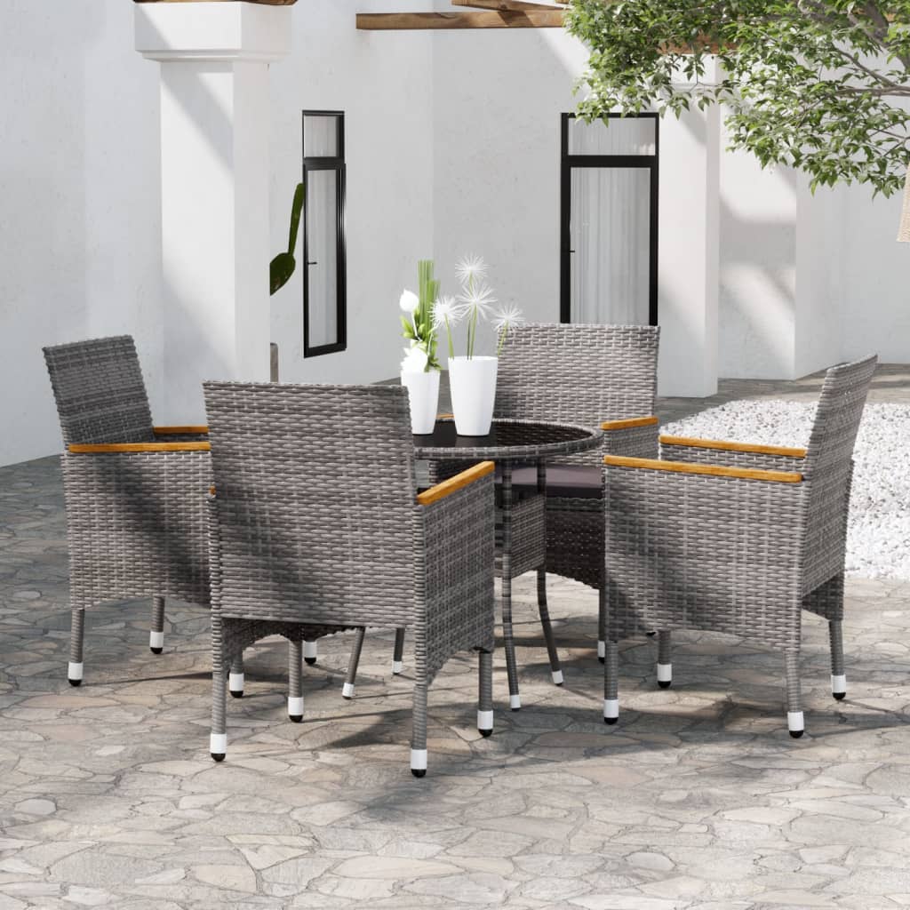 Set mobilier de grădină, 5 piese, gri, poliratan GartenMobel Dekor