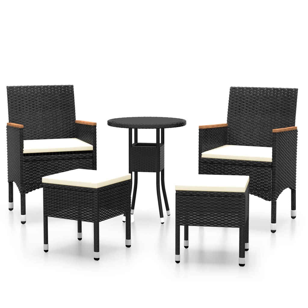 Set mobilier de grădină, 5 piese, negru, poliratan GartenMobel Dekor