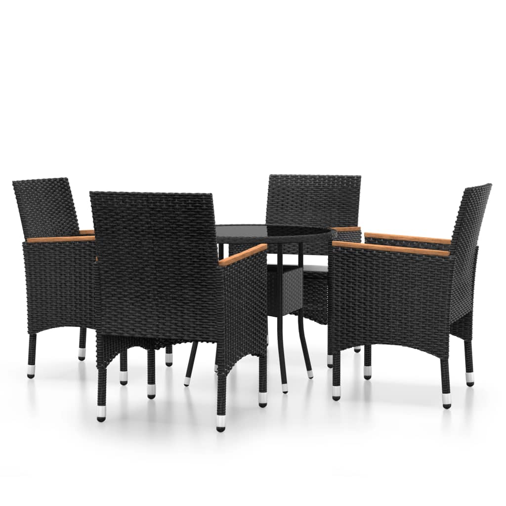 Set mobilier de grădină, 5 piese, negru, poliratan GartenMobel Dekor