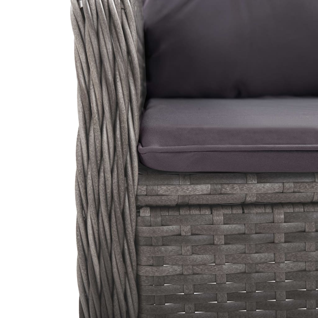 Set mobilier grădină, 3 piese, gri, poliratan și sticlă GartenMobel Dekor