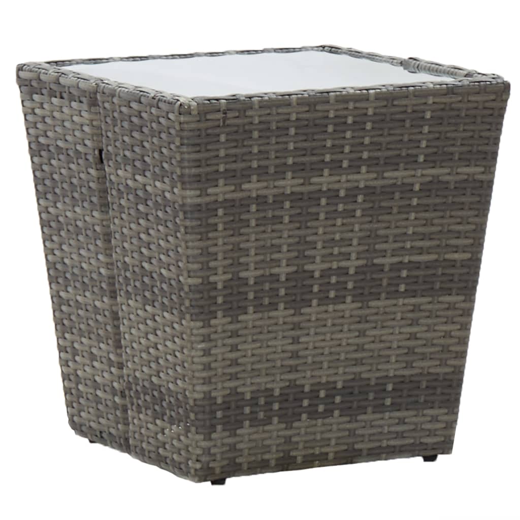 Set mobilier grădină, 3 piese, gri, poliratan și sticlă GartenMobel Dekor