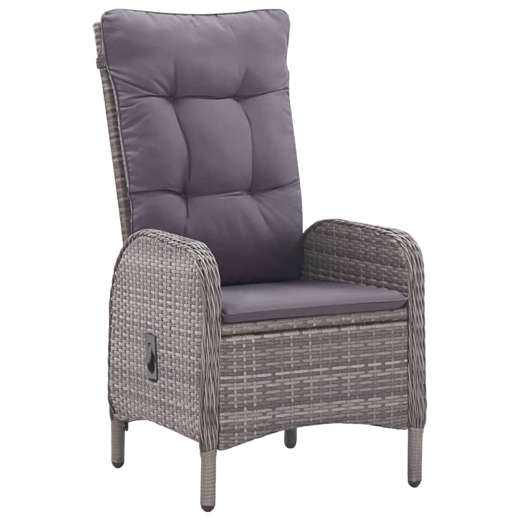 Set mobilier grădină, 3 piese, gri, poliratan și sticlă GartenMobel Dekor