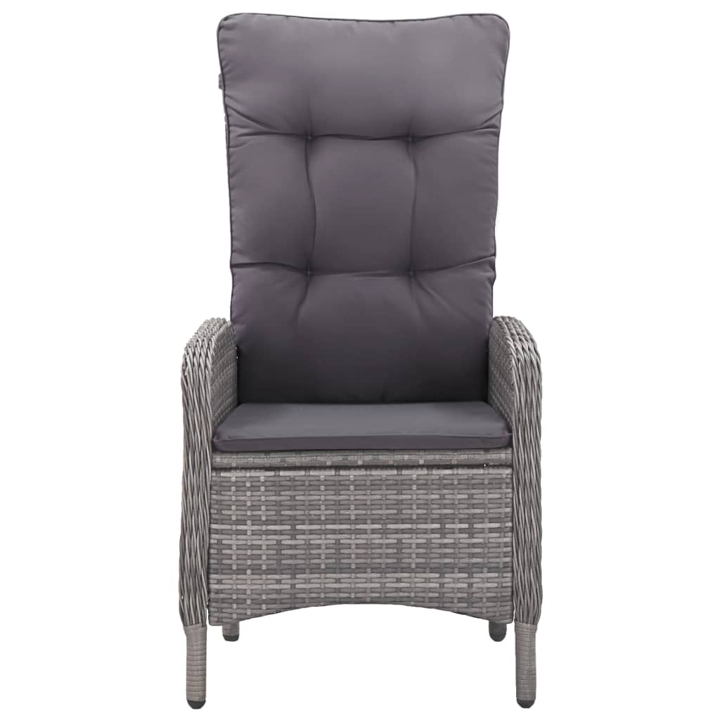 Set mobilier grădină, 3 piese, gri, poliratan și sticlă GartenMobel Dekor