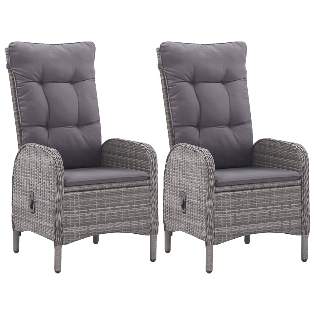 Set mobilier grădină, 3 piese, gri, poliratan și sticlă GartenMobel Dekor