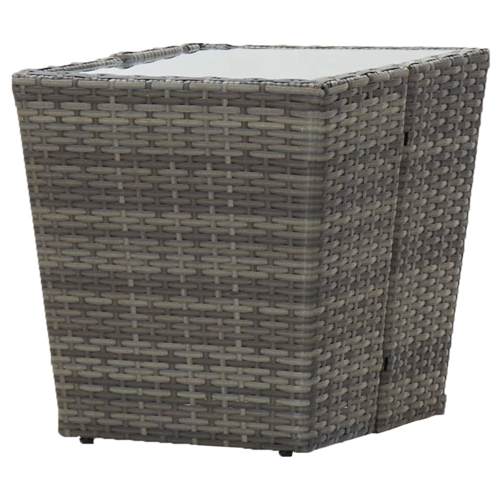 Set mobilier grădină, 3 piese, gri, poliratan și sticlă GartenMobel Dekor