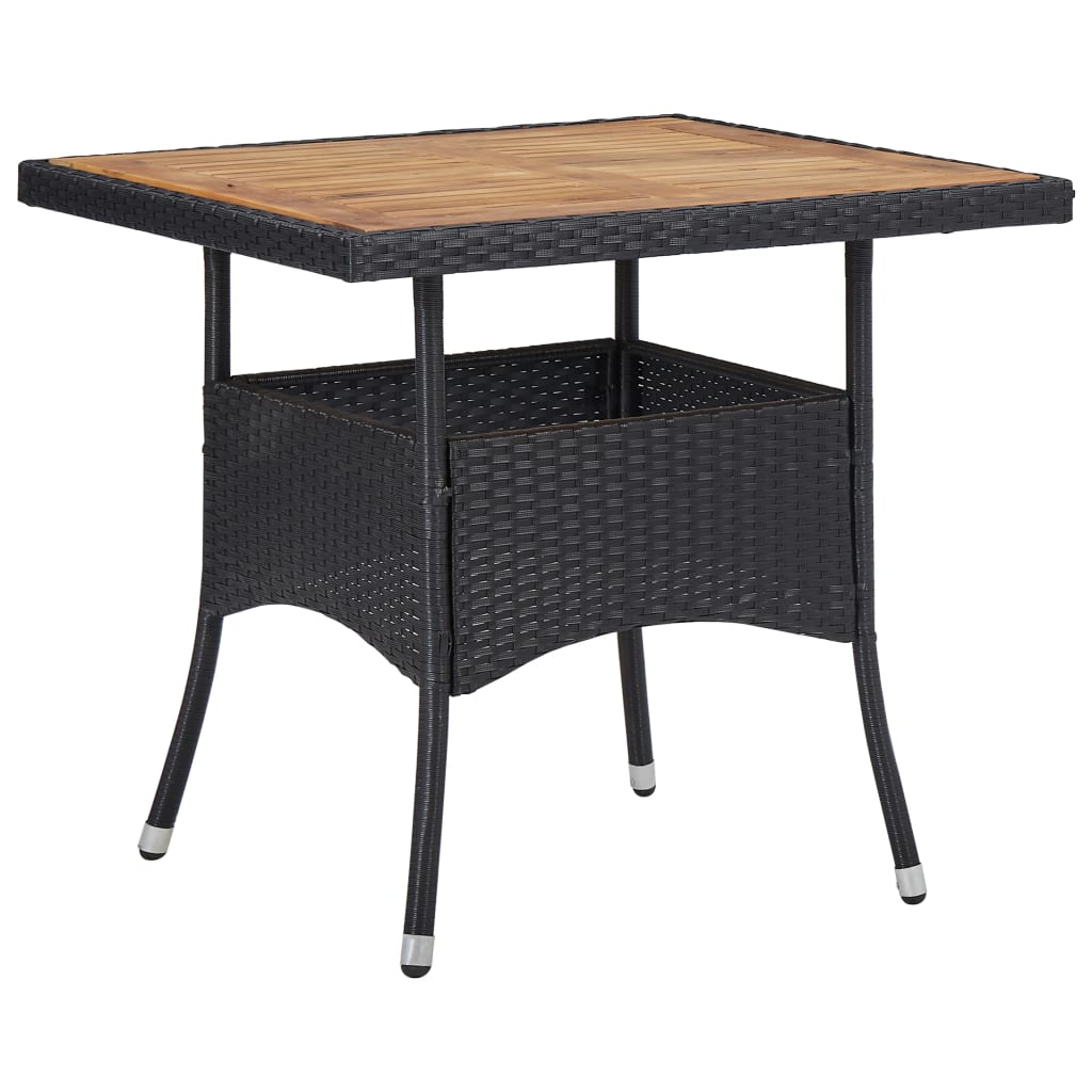 Set mobilier grădină, 5 piese, negru, poliratan și lemn acacia GartenMobel Dekor