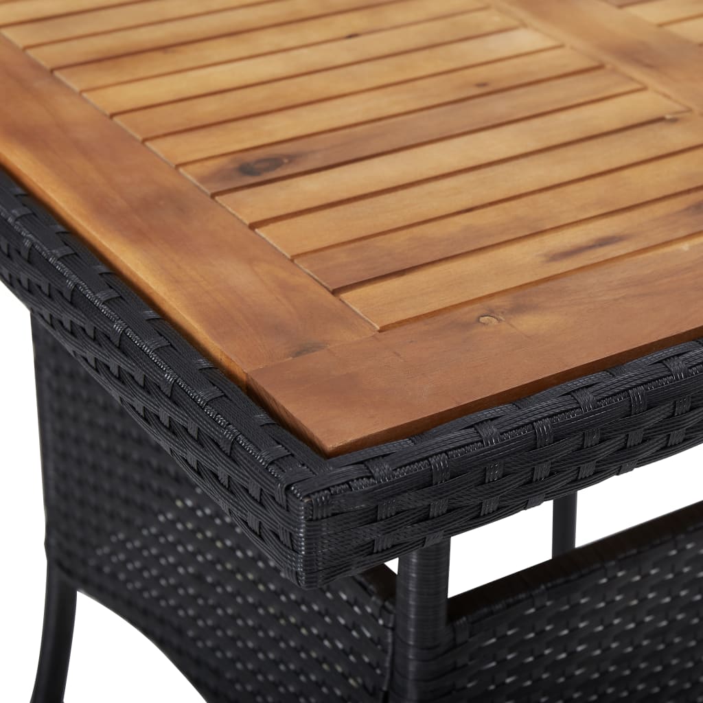 Set mobilier grădină, 5 piese, negru, poliratan și lemn acacia GartenMobel Dekor